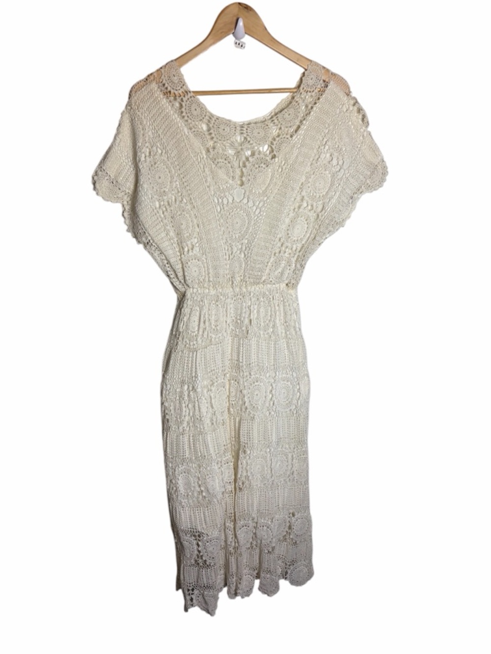 Vintage handmade white crochet beach mermaidcore cotton dress
